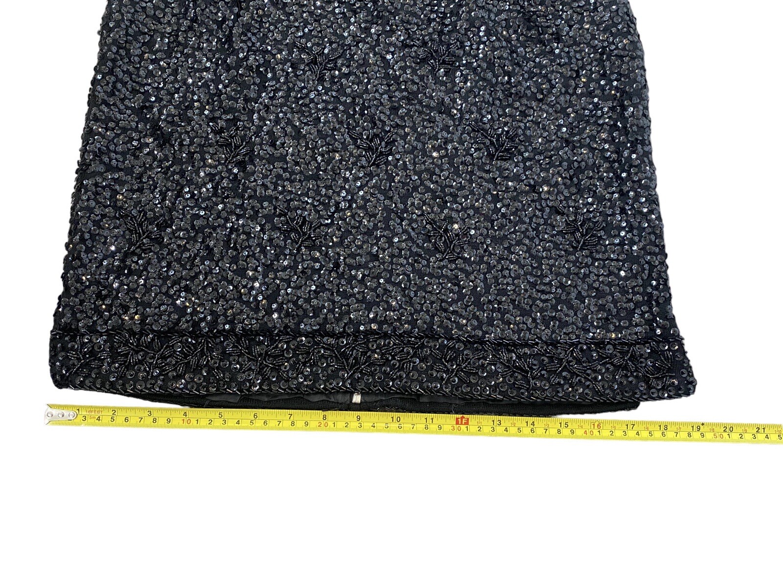 Vintage MCM Black Beaded & Sequins Sweater Tank Top London Shop 50s 60s Med.