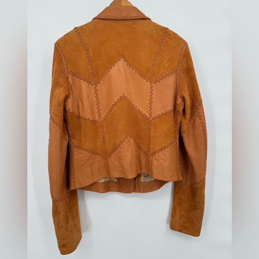 Earl Jeans Vintage Whip Stitch Leather Jacket Women size L unique fall color