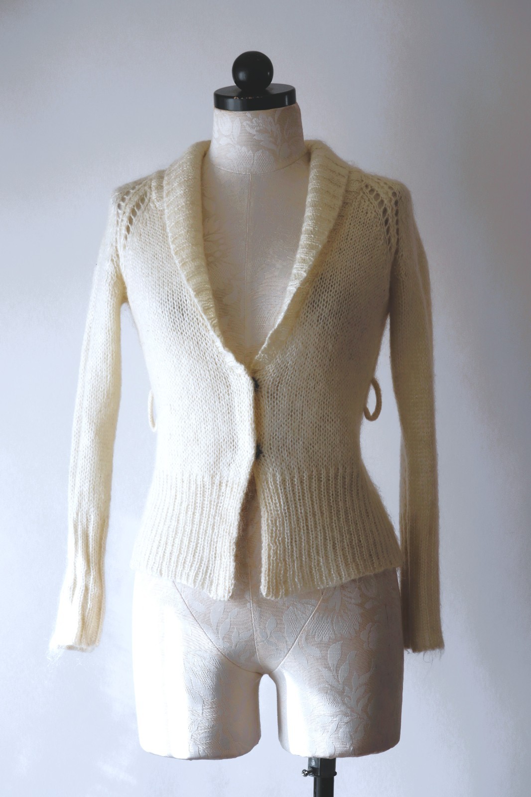 Y2K Isabel Marant Cream Fuzzy Mohair Romantic Cropped Cardigan Sweater Women XS