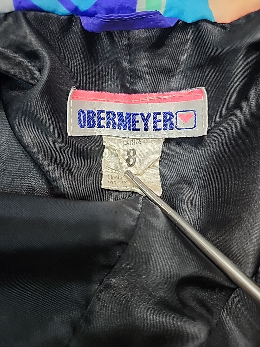 Vintage Obermeyer Wind Breaker Jacket 1980s Purple And Neon Abstract Snaps…