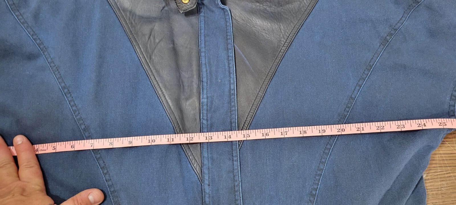 Vtg 1980s London Fog Jacket Blue/Black canvas & leather Womens XS Petite