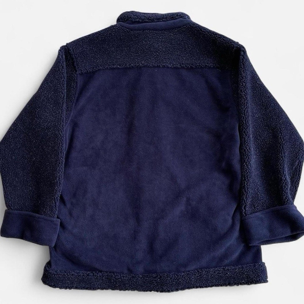 Vintage Northern Reflections Navy Blue Fleece Embroidered Plaid Leaves Jacket L