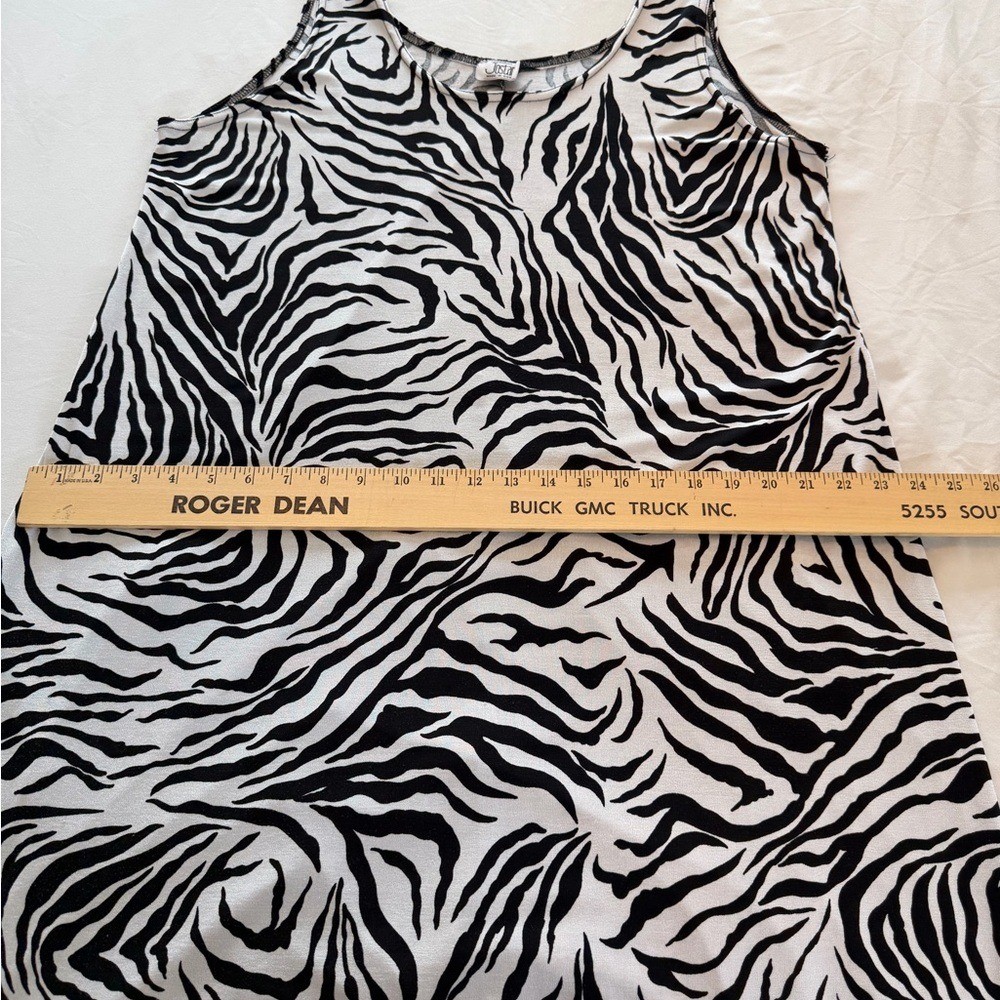 VTG 90s Jostar Zebra Print Maxi Dress Black White Slinky Sleeveless Boho L/XL