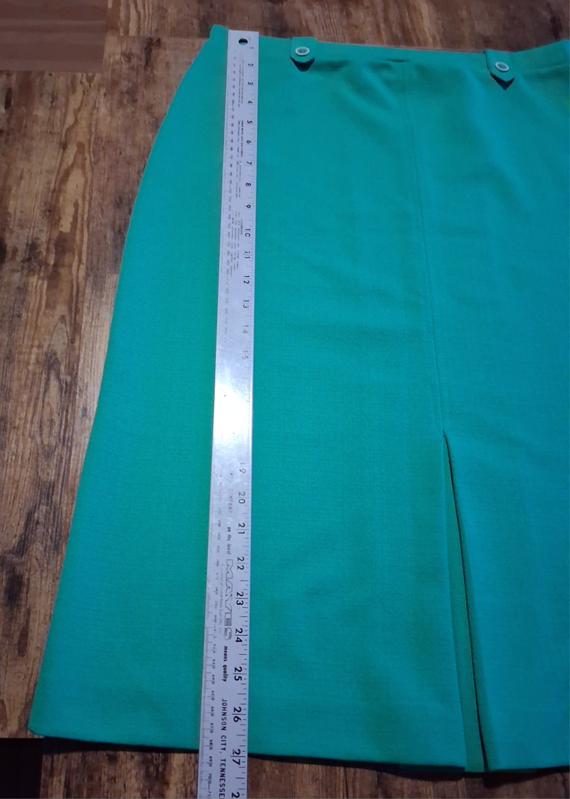 Vintage 70s DEVON Doubleknit POLYESTER SKIRT Green Sz 12 Large