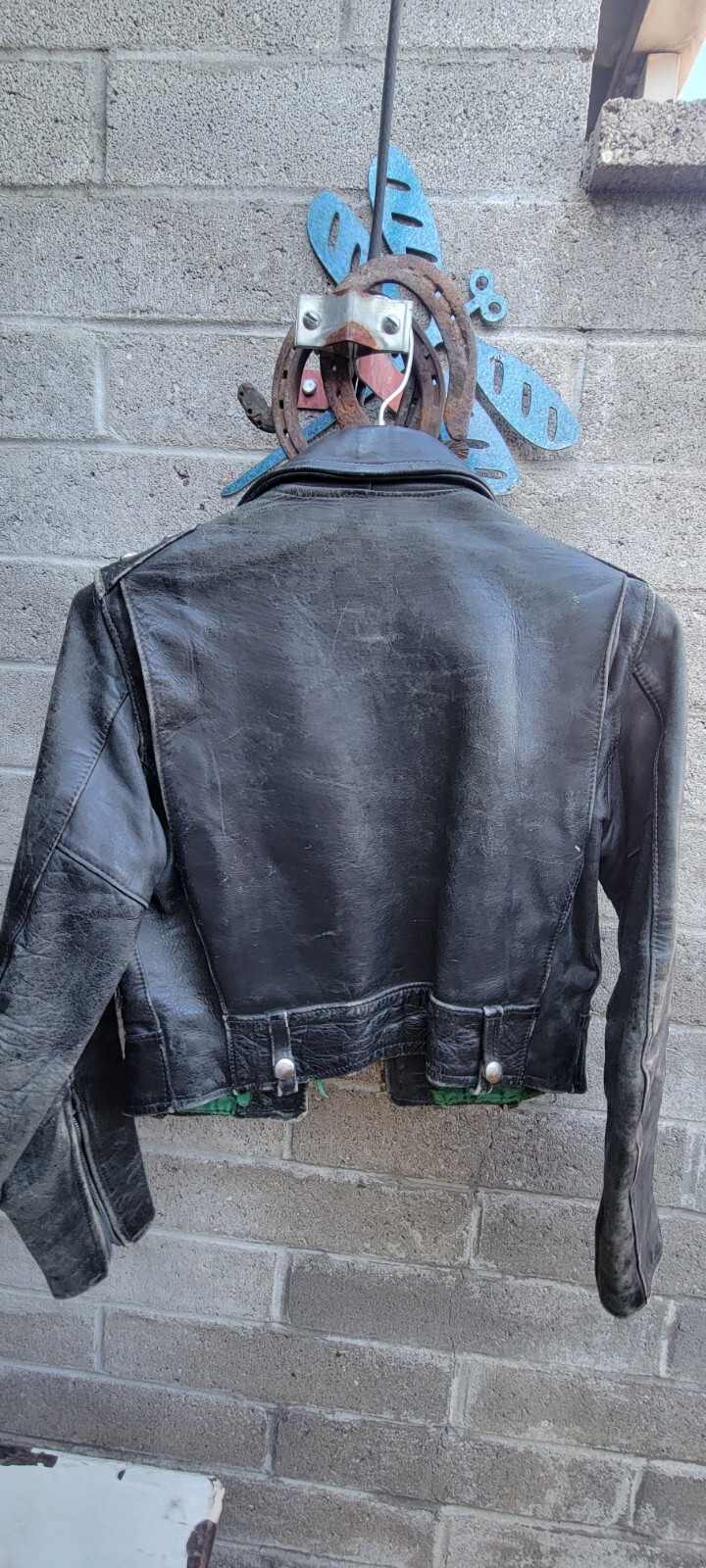 VINTAGE 1940S HARLEY DAVIDSON HORSEHIDE CYCLE QUEEN BIKER JACKET WOMENS XS-S
