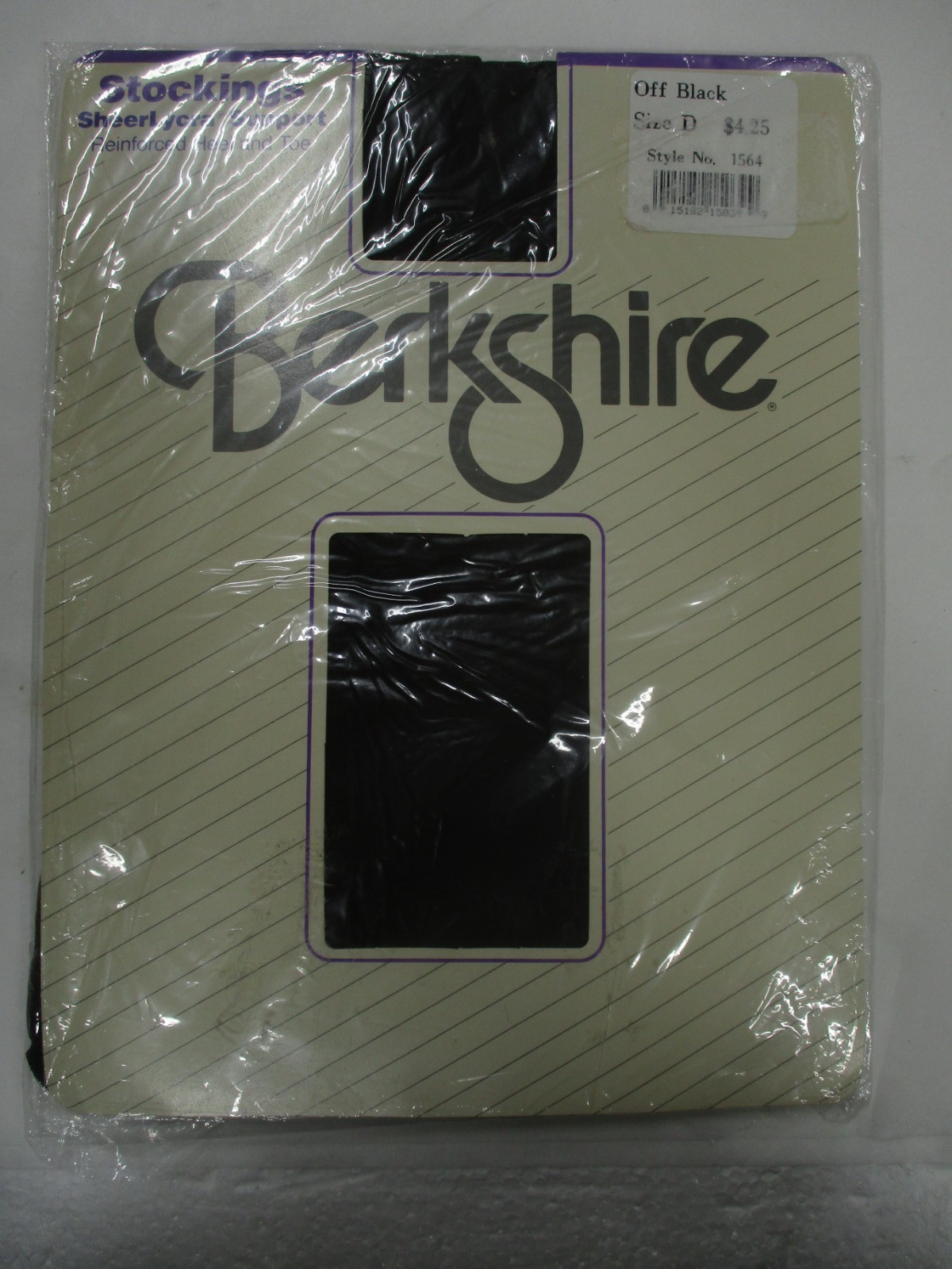 1PR VINTAGE BERKSHIRE RHT SUPPORT SHEER NYLON STOCKINGS SZ 10 1/2-11 LONG BLACK