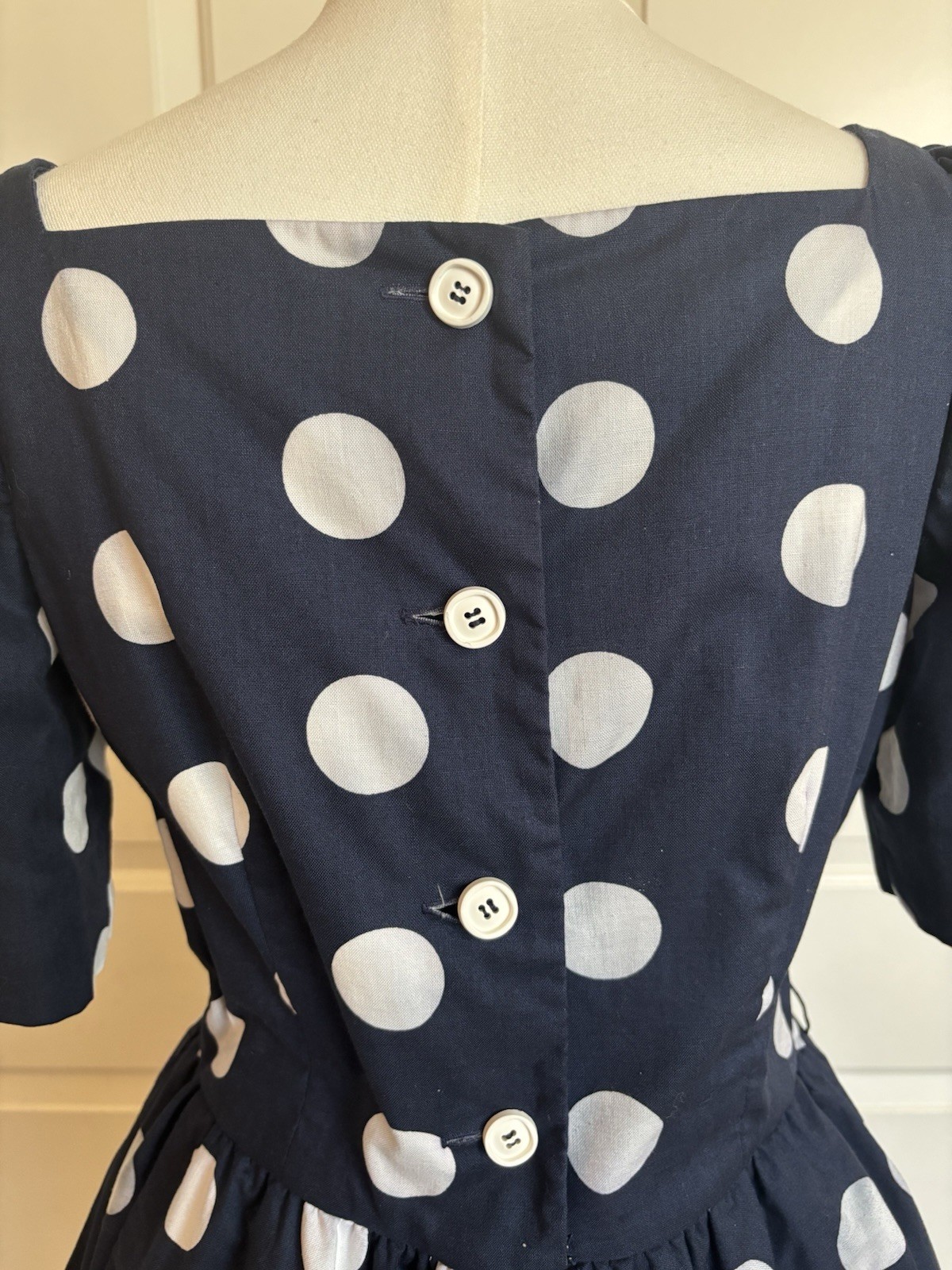 Mollie Parnis Vintage 70’s Polka Dot Peplum Blouse & Skirt Set USA Made Size 14