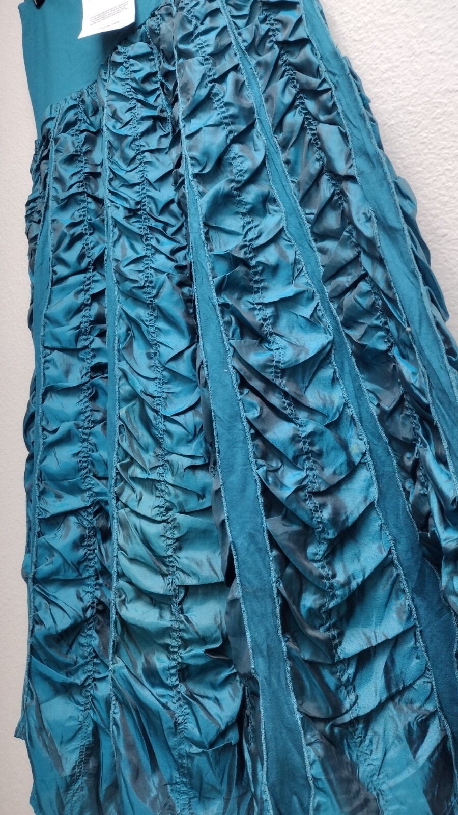 Vintage Grunge Teal Draped Skirt Midi Goth Lycra Stretch Zashi India New 90s