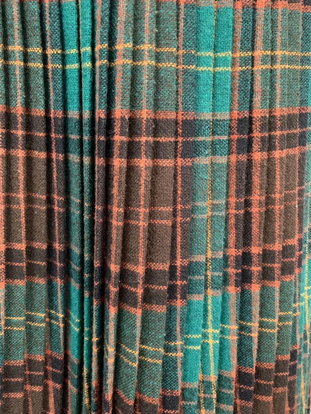 Vintage Adam & Yve Plaid Wool A Line Midi Accordion Pleats Retro Skirt 25″