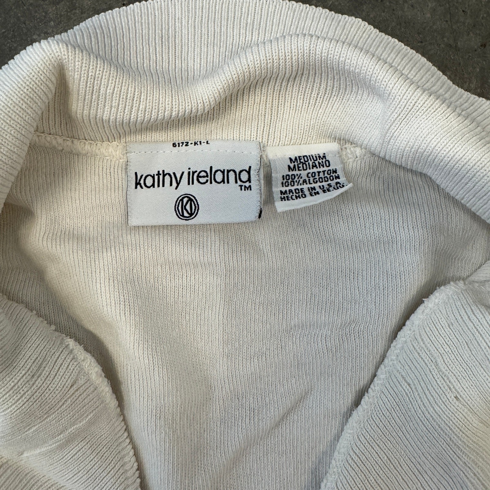 Vintage Y2K Kathy Ireland White Knit Ribbed Button Up Vest Tank Top Medium