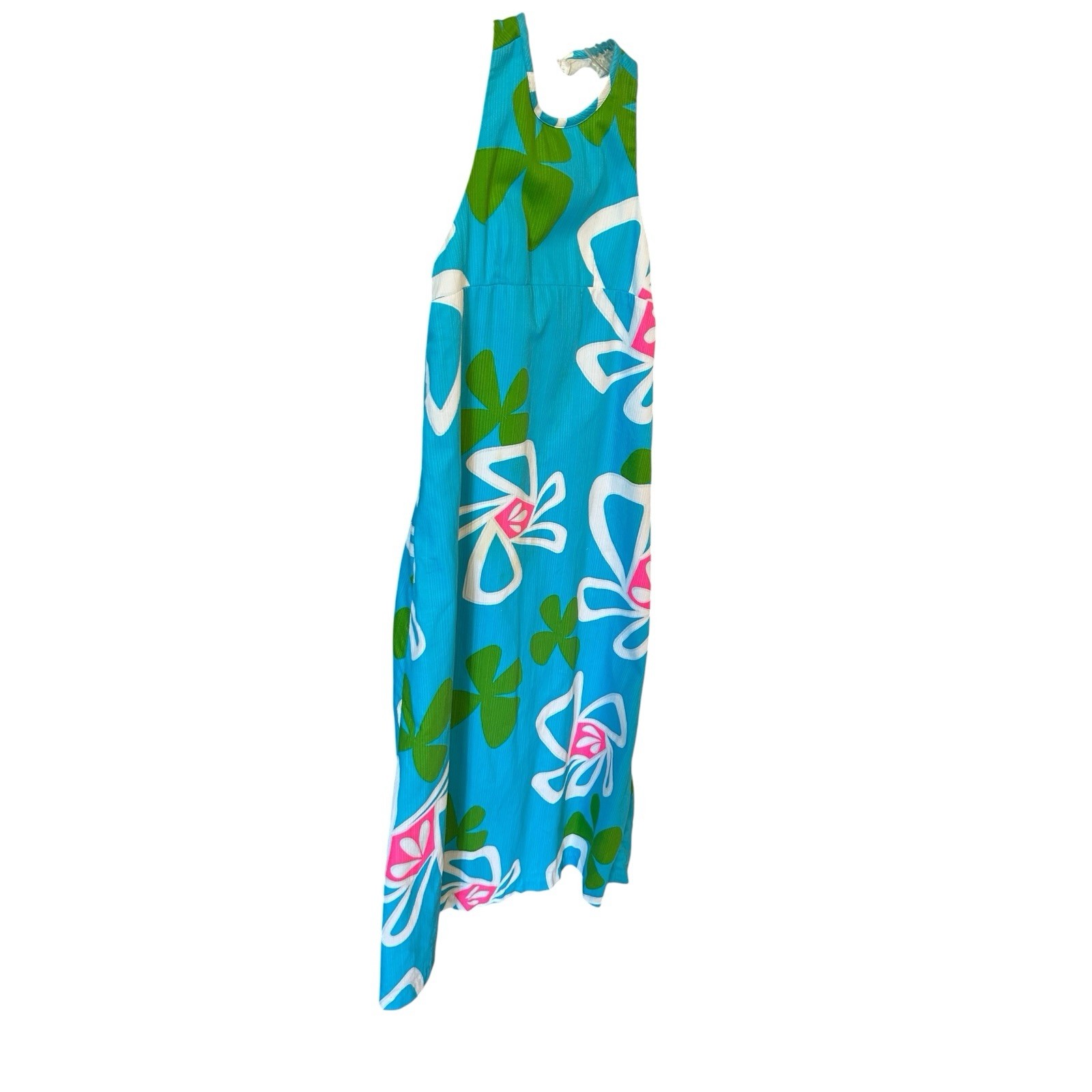 VTG Liberty House Nalii Maxi Halter Dress Sz 10 Floral MCM Multicolor FLAW