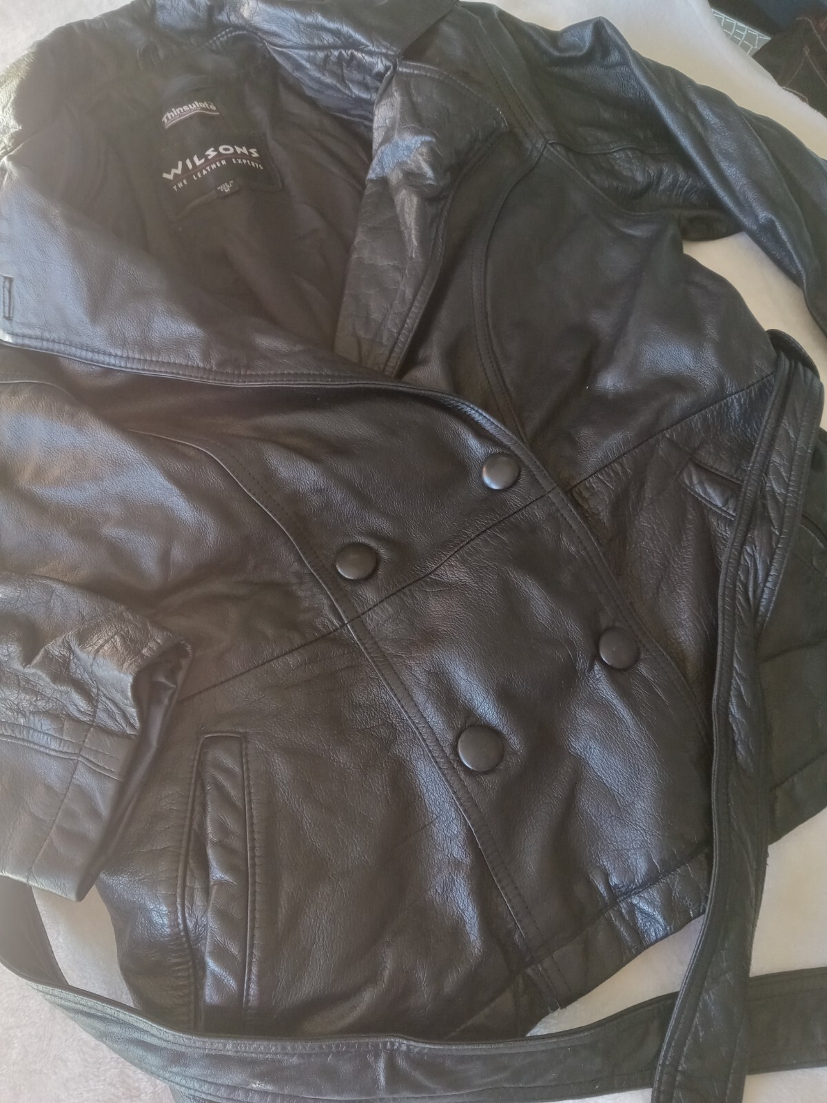 Size M, Wilsons Thinsulate 3M Thermal Insulation Black Leather Jacket, Woman’s