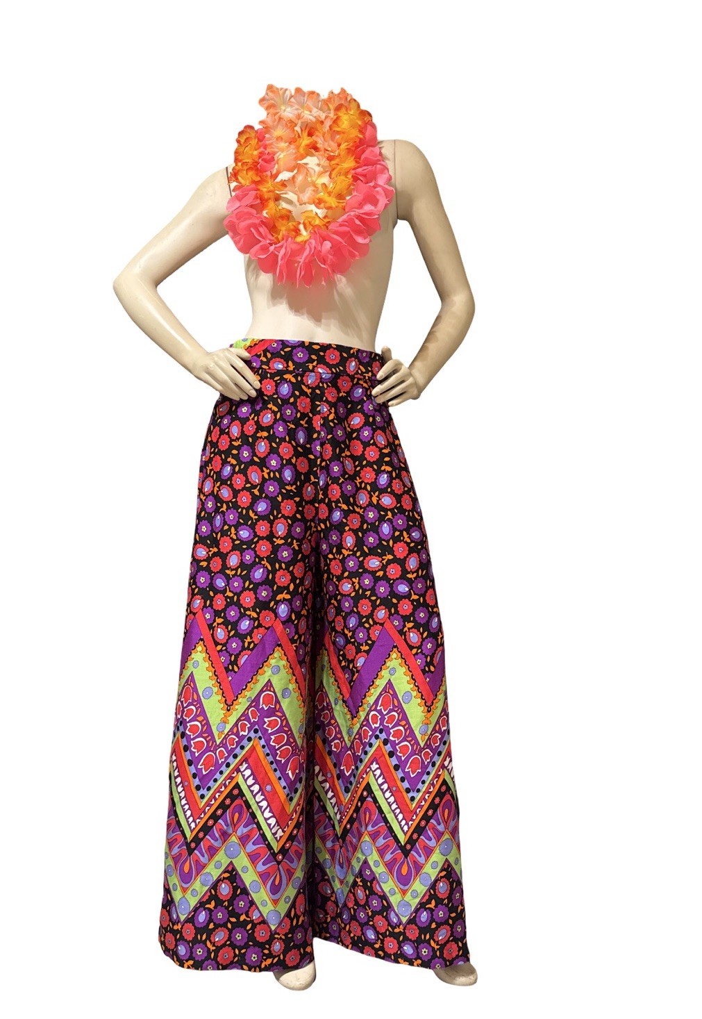 Vintage 70s Alex Colman Psychedelic Palazzo Pants, Wide Leg Ultra High Rise ￼