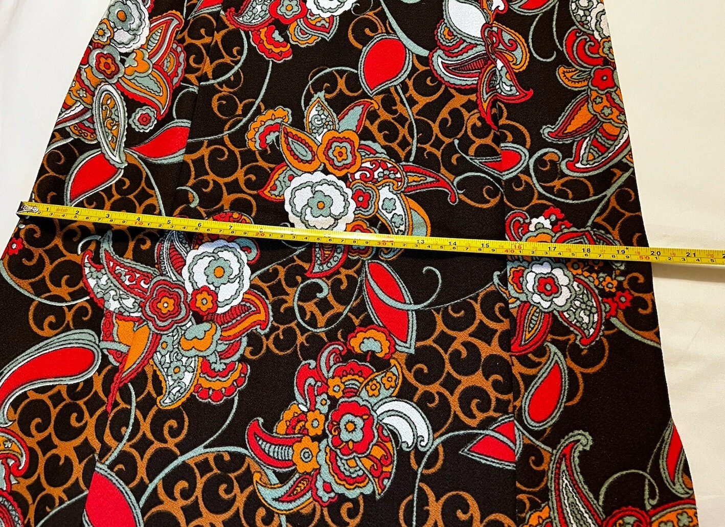 Rare Vintage Gilmar Canada Brown Mod Print Double Knit Maxi Hostess Dress-Med