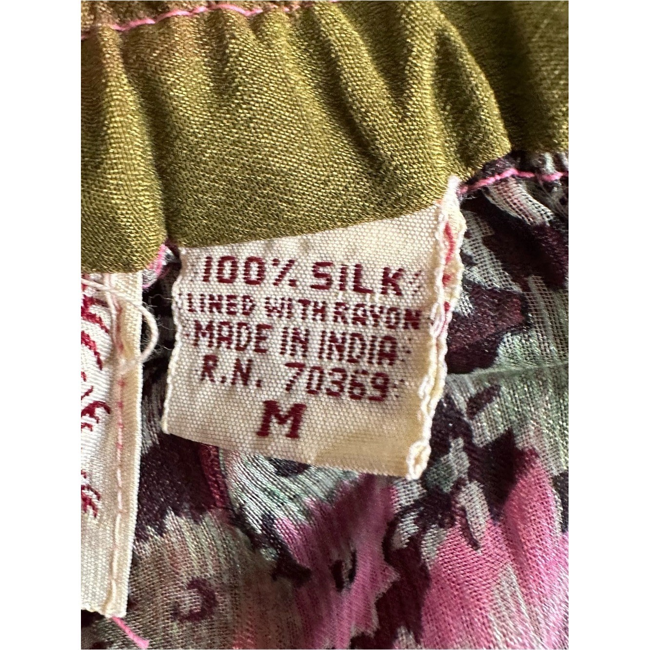 Vintage Silk Tangibles Patchwork Multi-Color Tiered Maxi Skirt M Boho Ren Fair