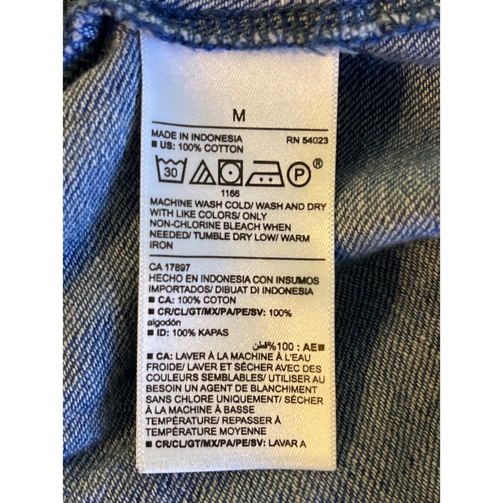 Old Navy Tiered Blue Denim Blouse Medium Puff Sleeve Babydoll Cottagecore