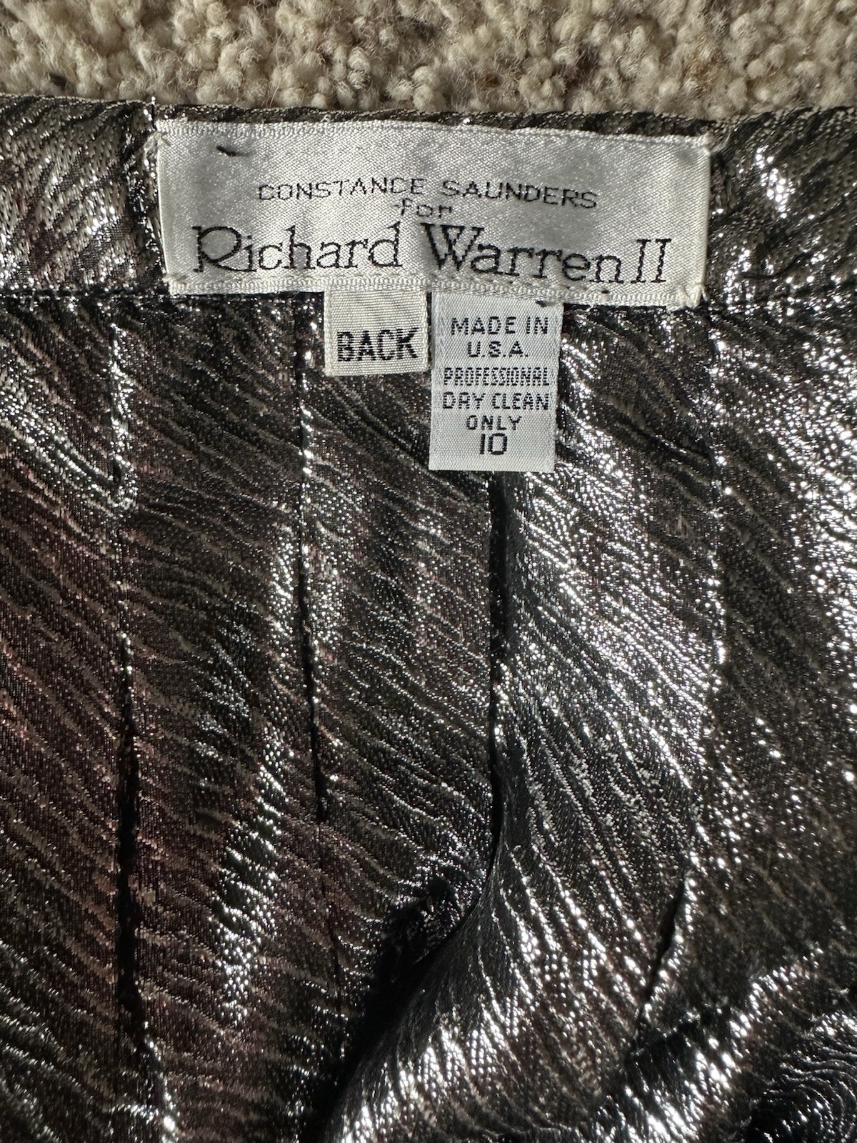 Constance Saunders Richard Warren Vintage Metallic Pleated Skirt Sz 10