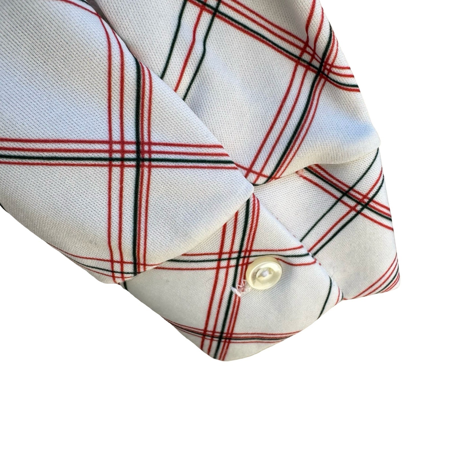 Vintage 70s Bow Tie Neck Blouse Plaid Equestrian Horse Print Americana Retro USA