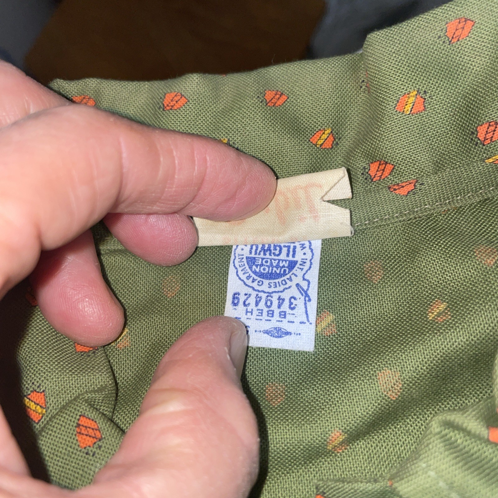 Vintage 60s Green Print Cotton Shirt Dress Button Front Mod St Patrick’s Day NOS
