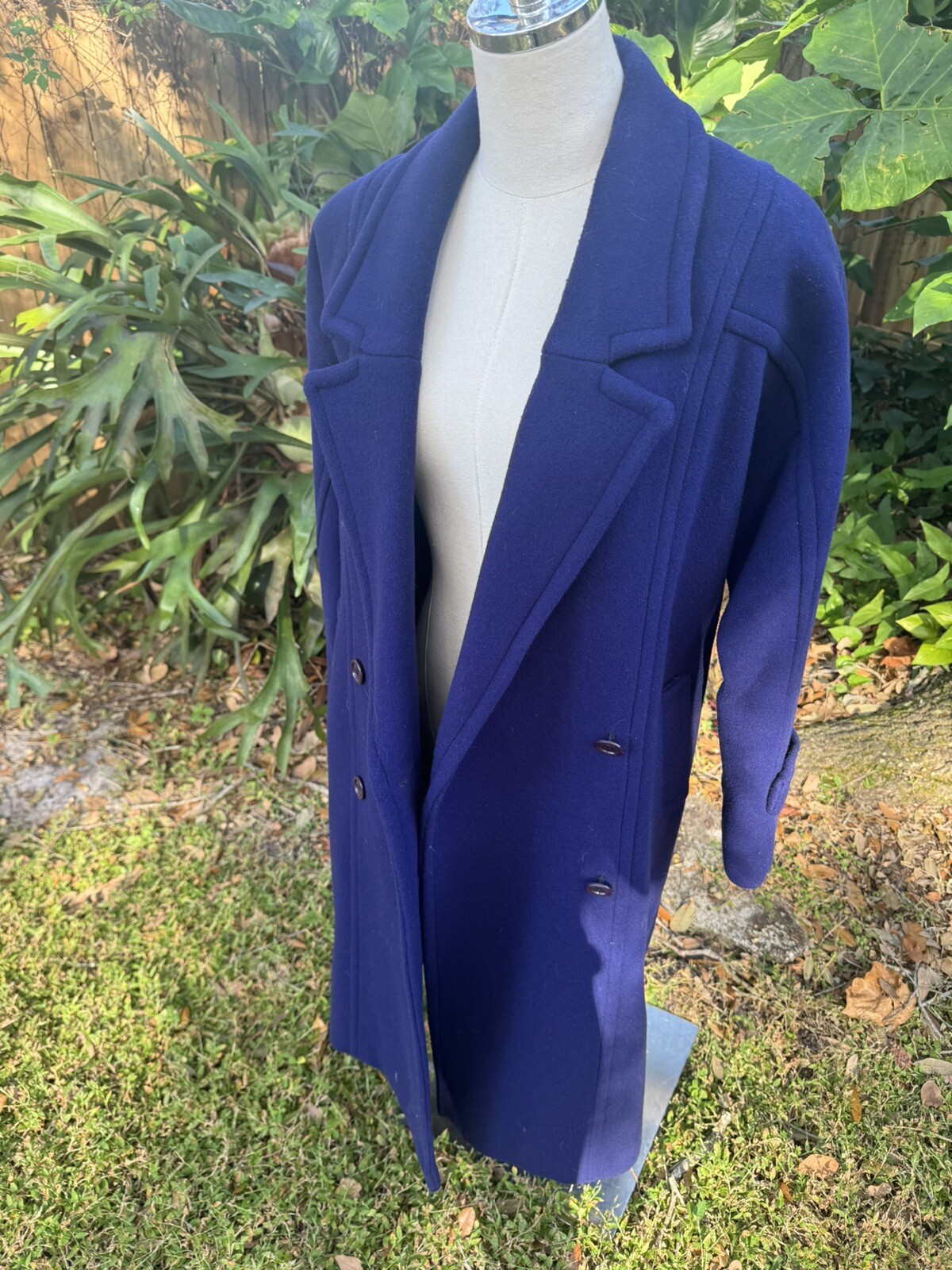 Vintage 100% Wool Trench Coat Purple Petite USA Union Made Retro S-M