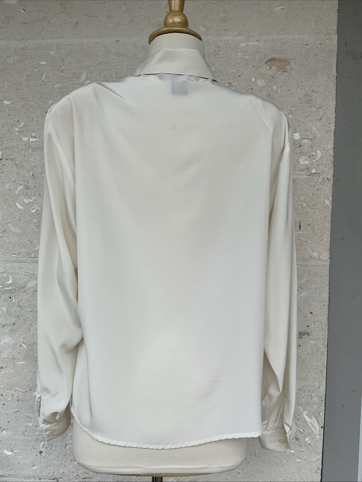 Vintage Worthington Blouse 14 Large Cream 80s Secretary Ruffle Tie Lace Pleated