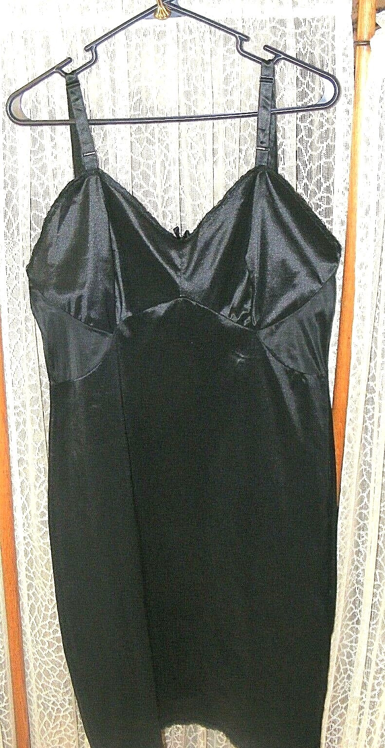 60s Full Slip Black Nylon Philmaid 34B Deadstock w/tag Vintage Lingerie S