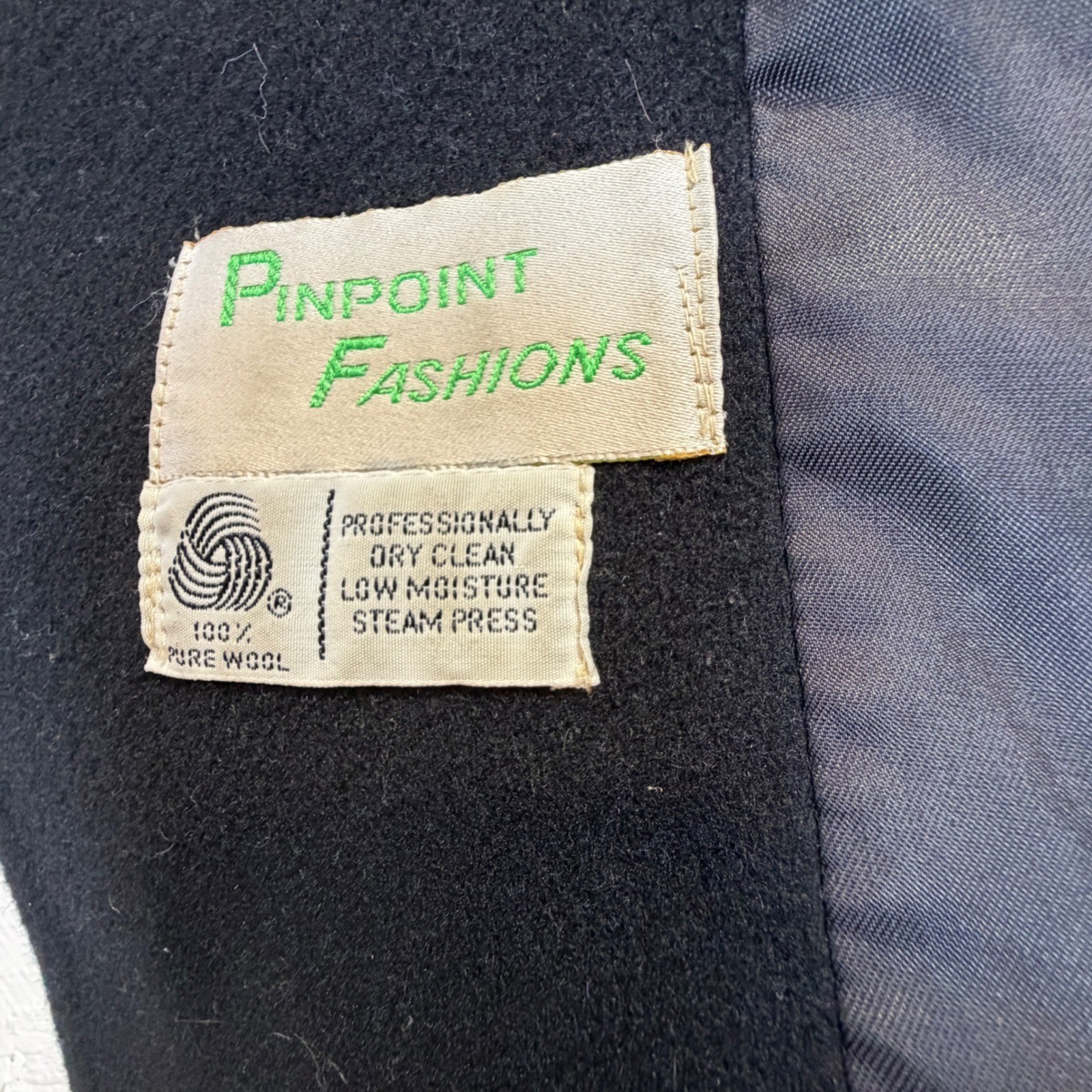 Vintage Wool Coat – M Black ILGWU Double Breasted Long Trench READ