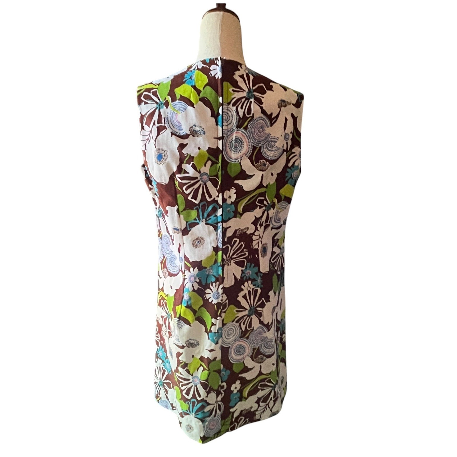 VTG Floral Shift Dress M 60s 70s Mod Retro MCM Psychedelic Handmade Go-Go