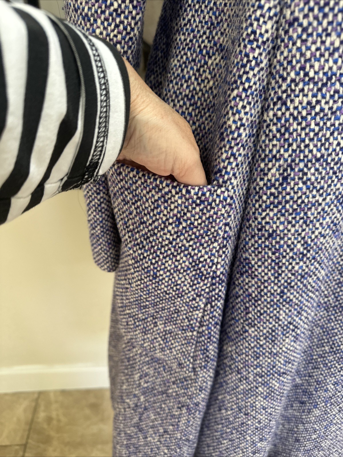 Geoffrey Beene Circa 1965 Purple Nubby Tweed Empire Swing Dress Vintage Size 6