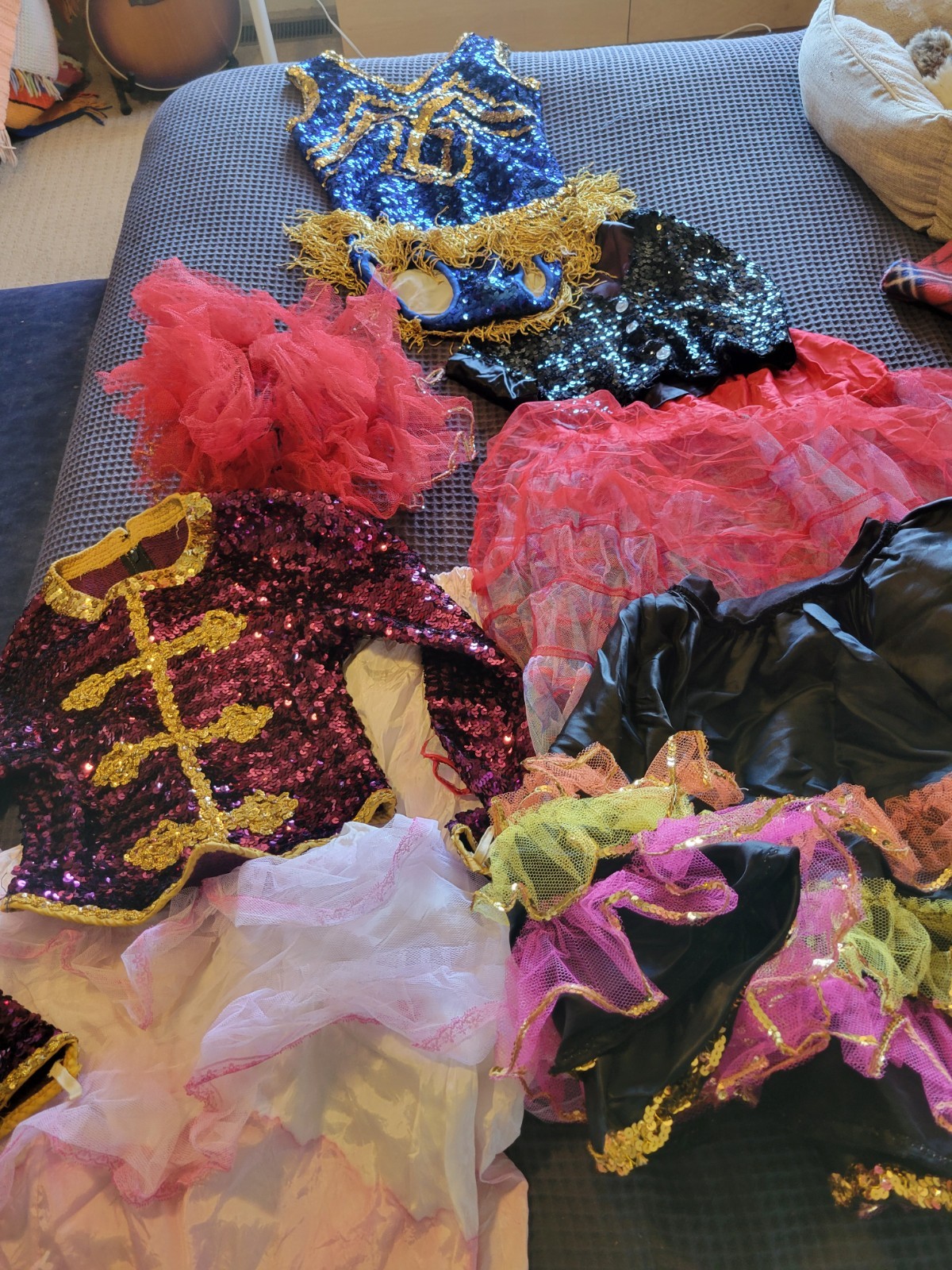 VINTAGE STAGE COSTUME TUTU LOT 7 ITEMS LOT 1960S 1970S 1980S SEQUINS SHOWGIRL
