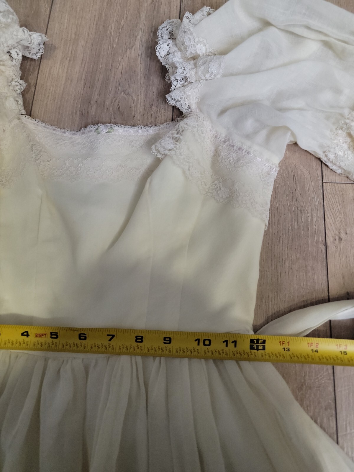 VTG70’s Candi Jones Ivory Ruffle Lace Dress/Prairie/Hippie/Wedding Beach Dress