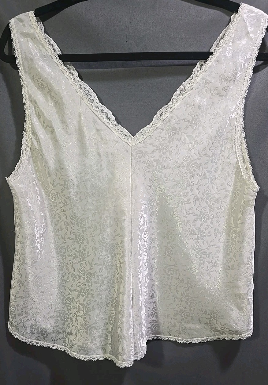 Camisole Tank Top Cami Slippery Smooth White SATIN Bust 42″ Lucy Ann II