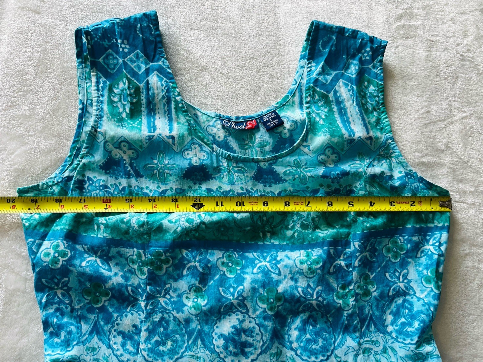 Vintage Phool India Boho Dress Lace Up Back Cotton Sundress COLORFUL Sz L NWOT