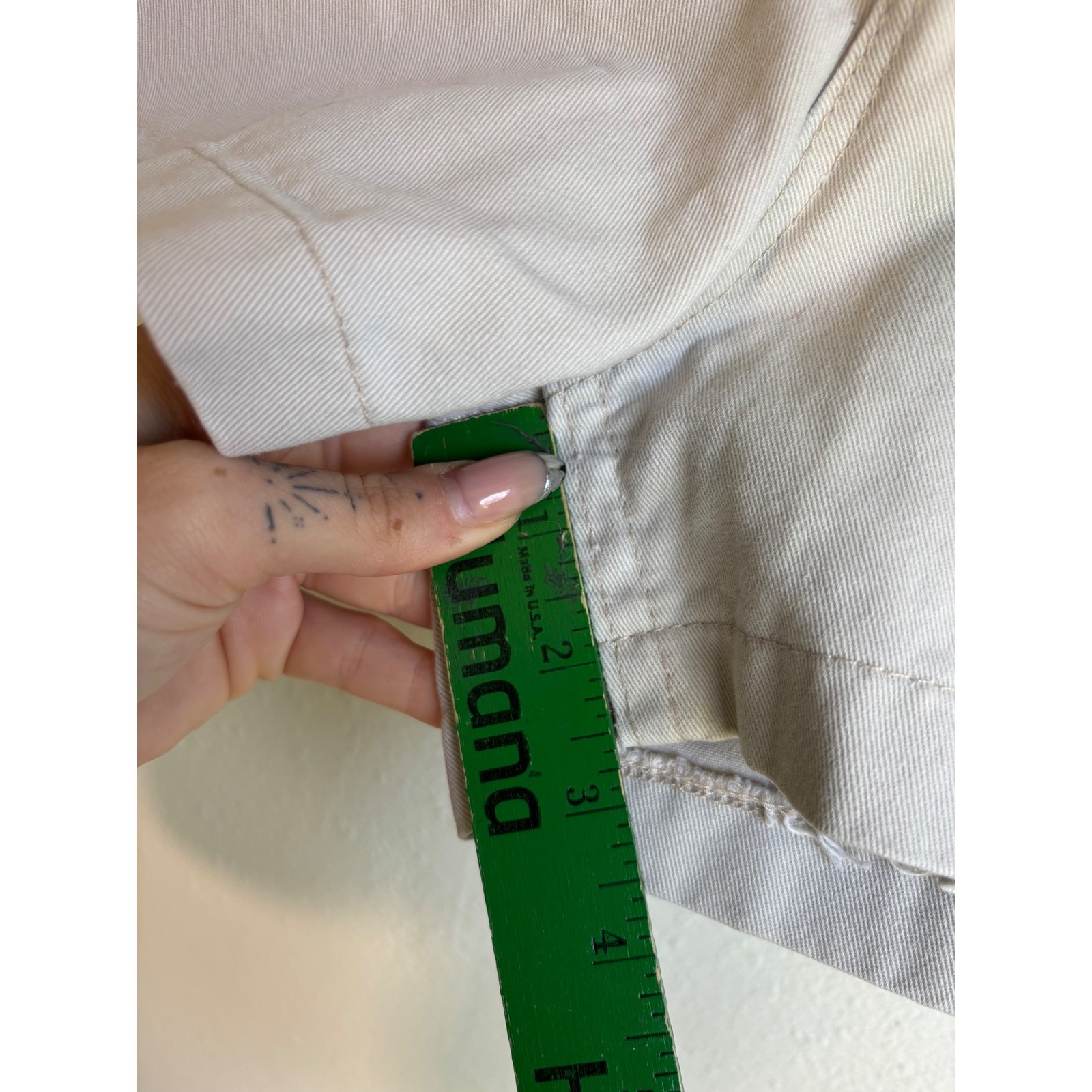 Vintage Lee Dungarees Cant Bust Em Khaki Shorts Women 7/28 High Rise Made in USA