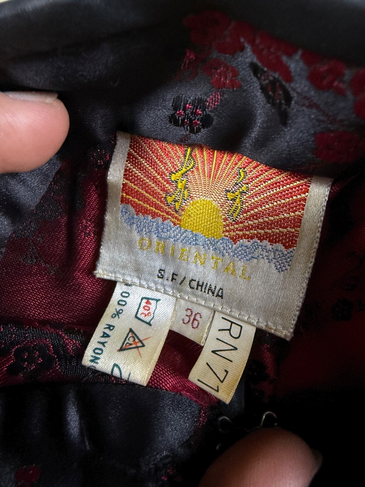 Vintage Traditional Cocktail Dress 1970s Asian | Black and Red | Size 36 Small