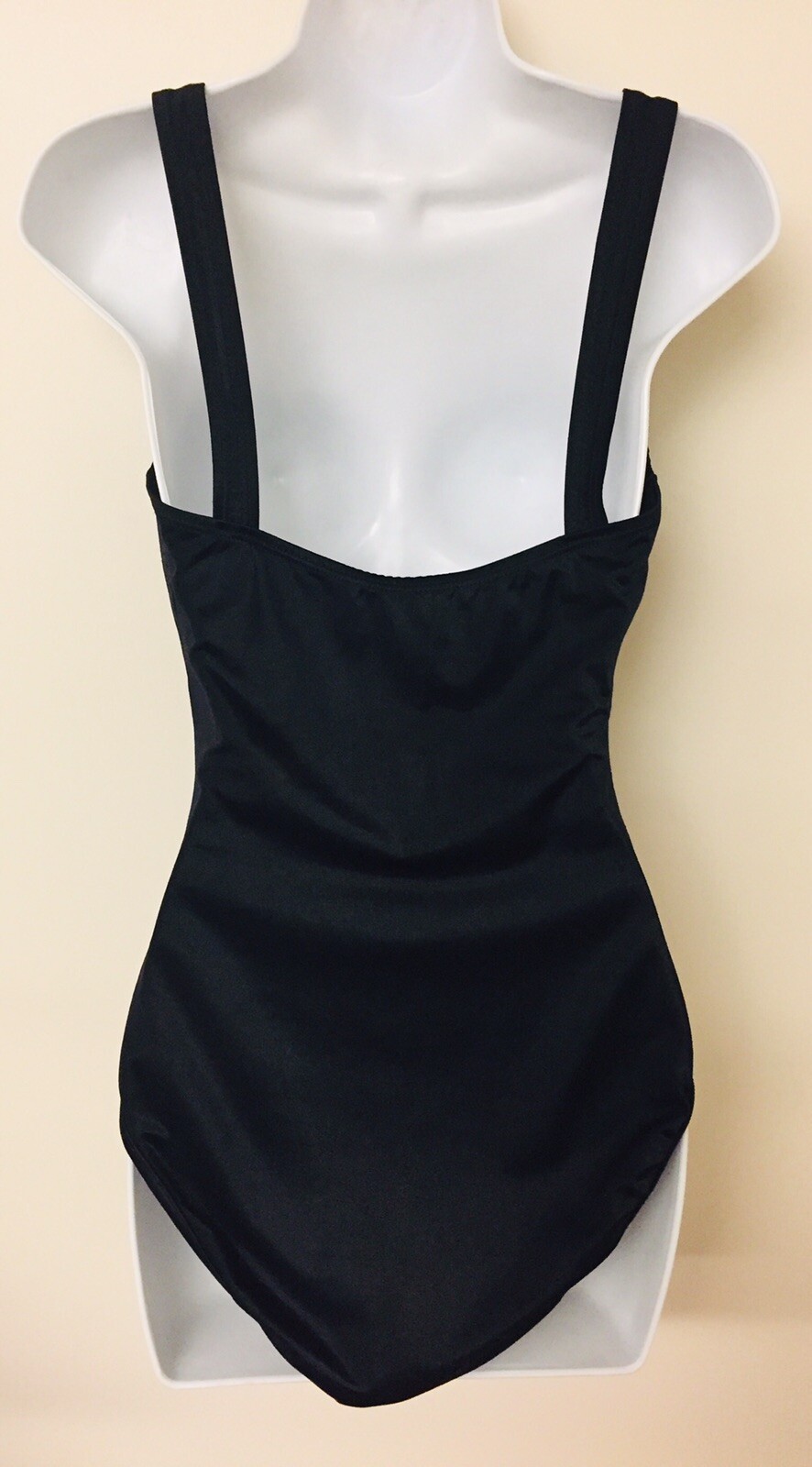 Christina Black White Gold Balconette One Piece Swimsuit Vintage 1980s Size 14
