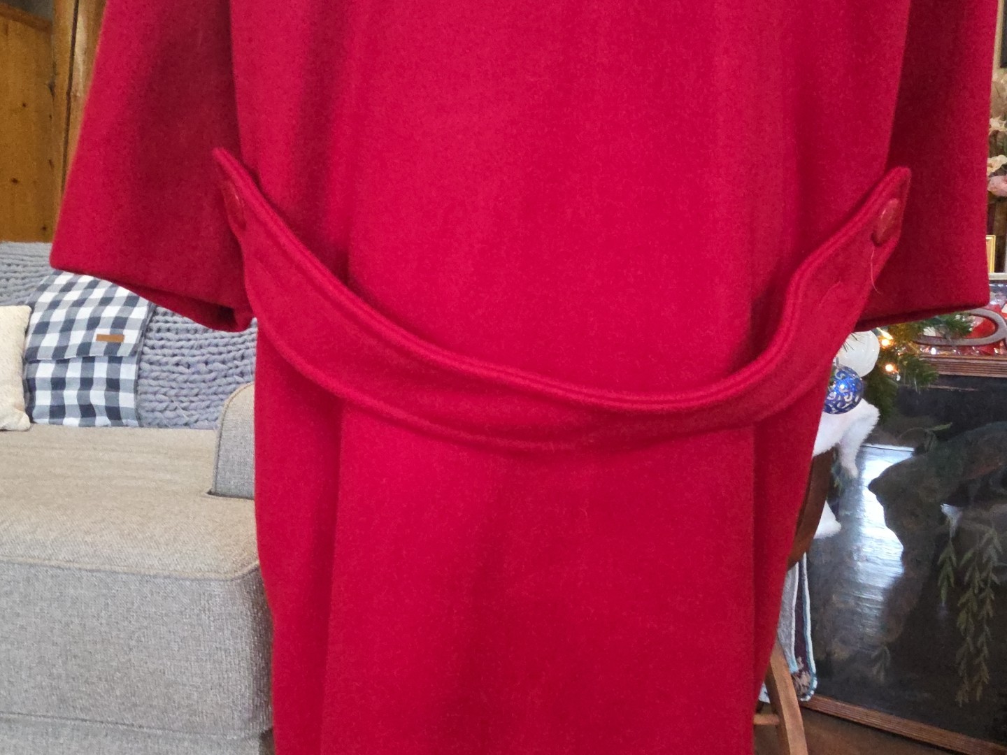 Vintage Central Park 100% Red Wool Anglo Fabrics SZ 14 Long Duster Jacket USA