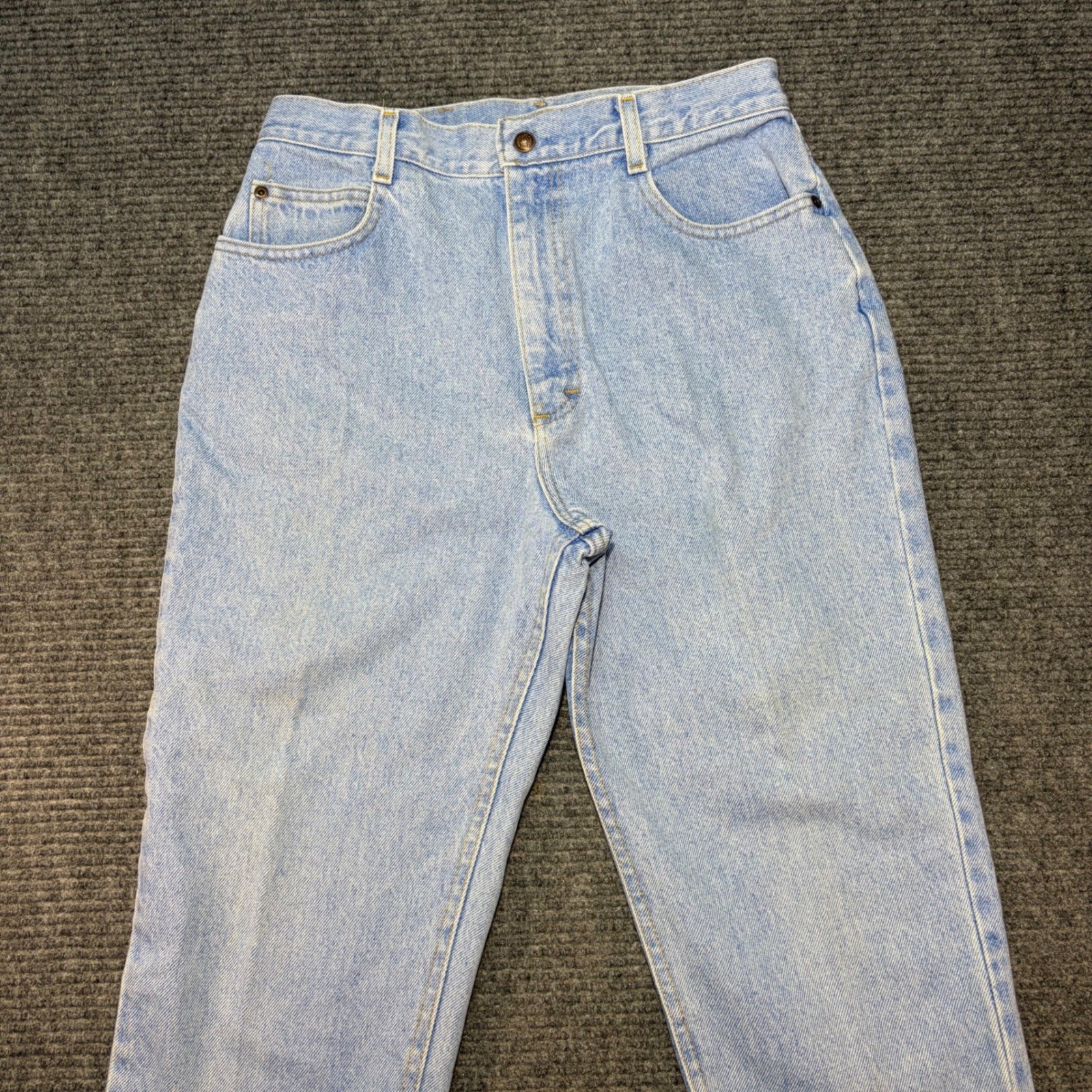 Vintage Lee Riders High Waisted Tapered Leg Jeans Light Wash Made in USA 28×29