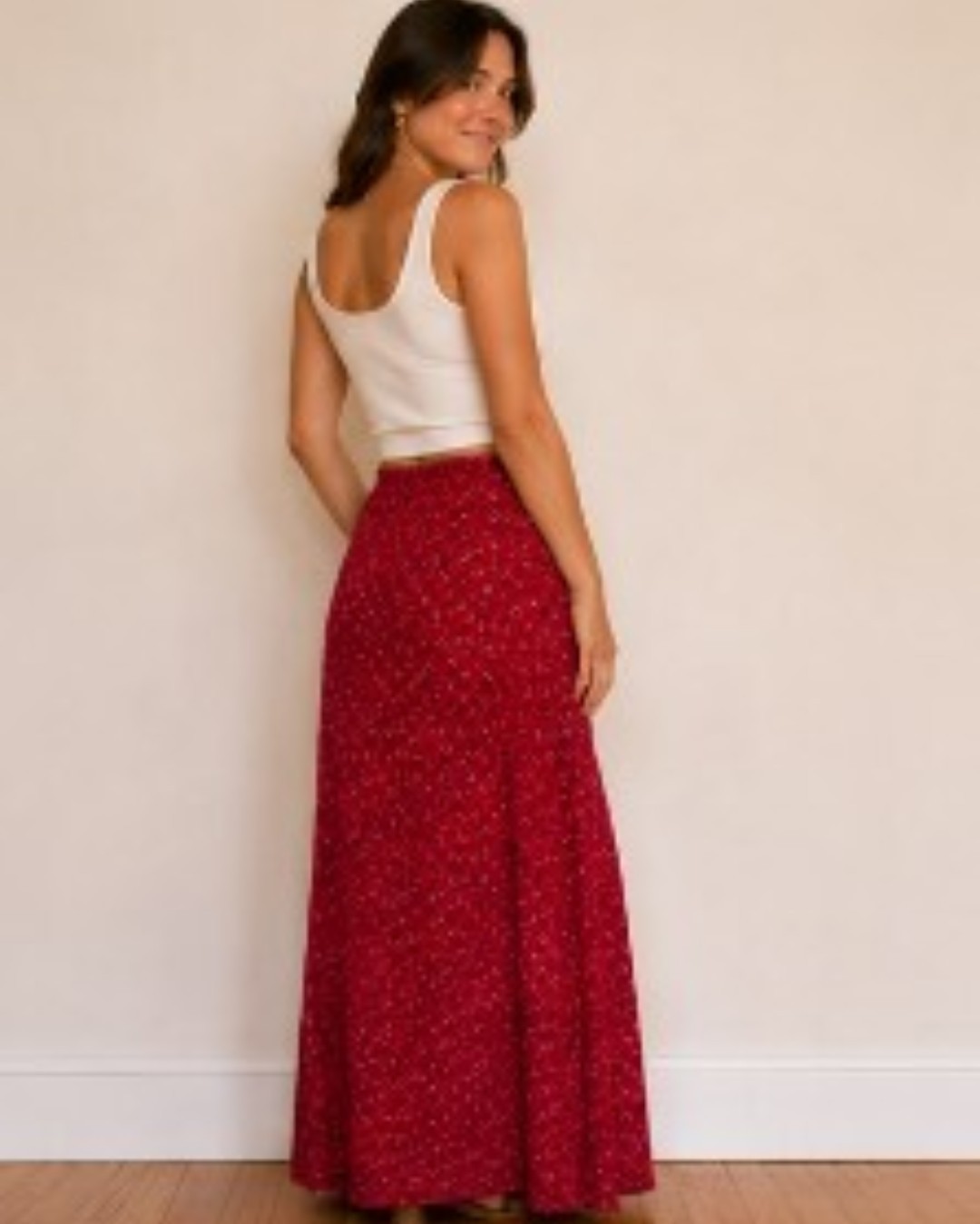 1970s India Imports of Rhode Island Cotton Floral Block Print Maxi Wrap Skirt XS