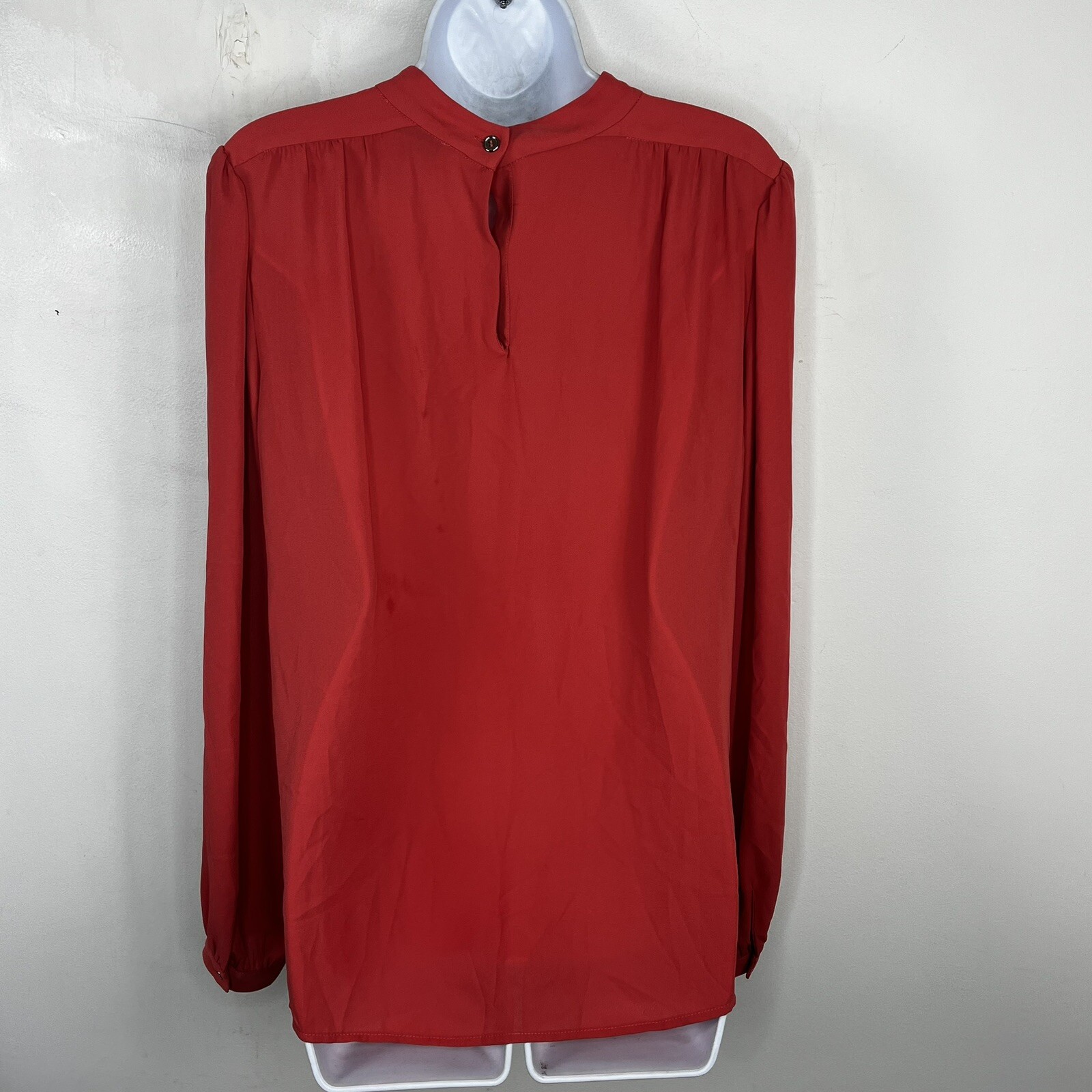VINTAGE Joan Vass Womens Top Sz L Salmon Pink Long Sleeve High Neck Old Money