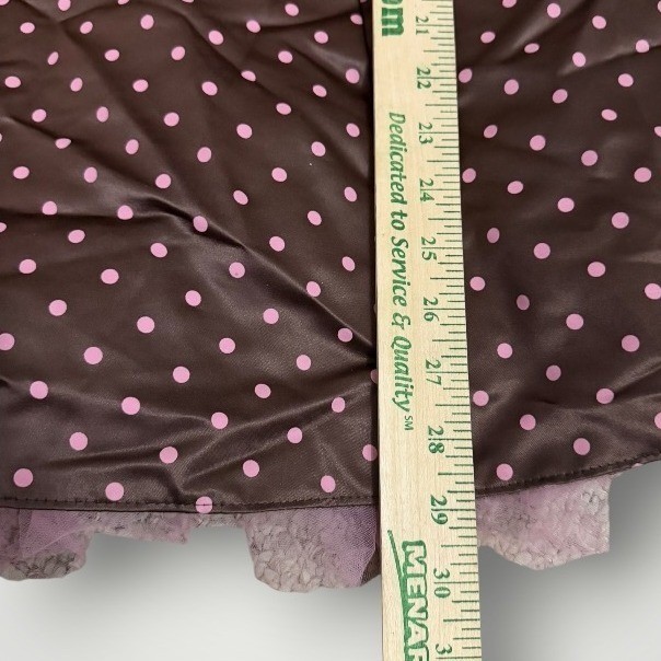 Jessica McClintock Gunne Sax Dress 9/10 Brown Pink Polka Dot Strapless Tulle 50s