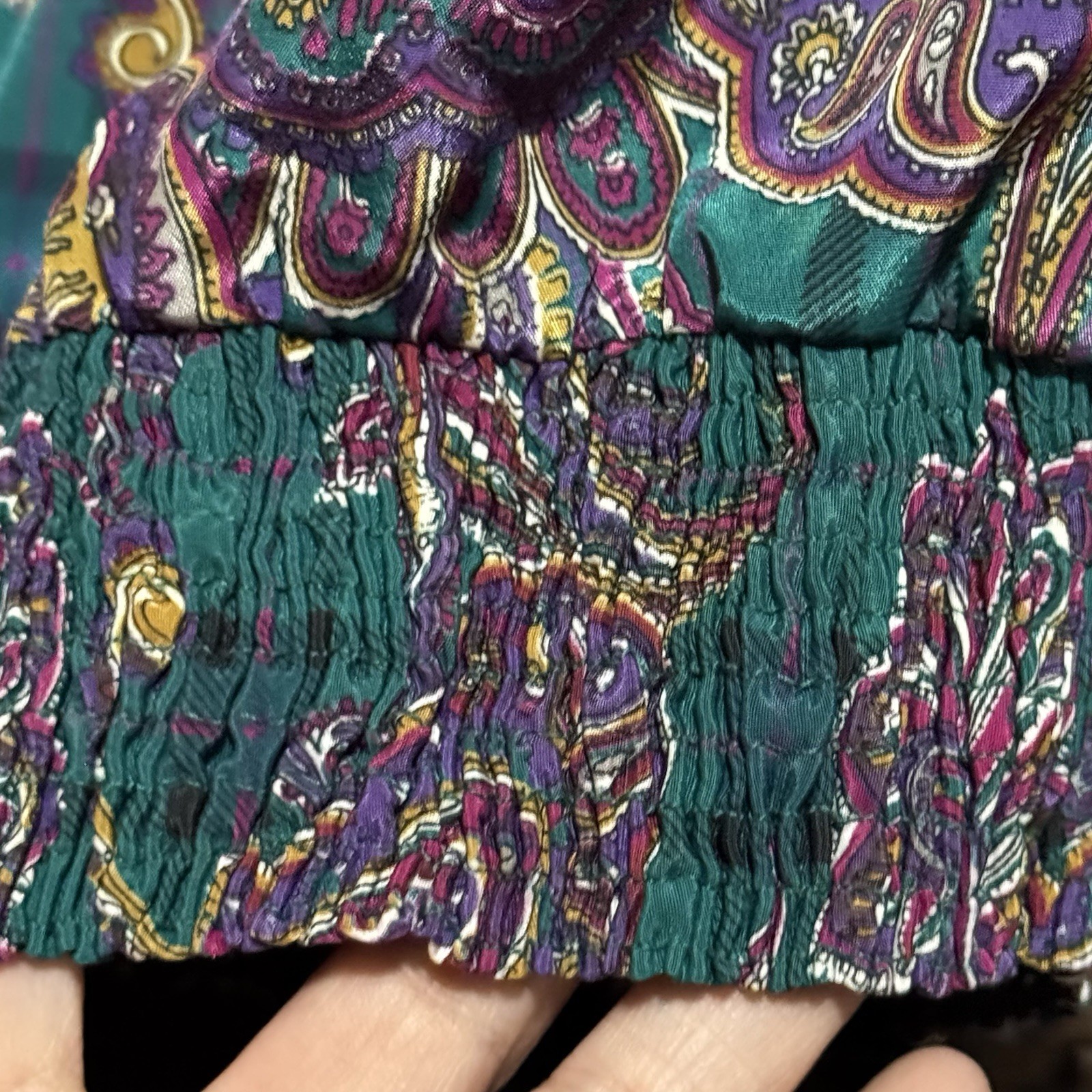Alfred Dunner Blouse Sz 14 Blouse Bow Neck Long Sleeve Paisley 1980s Vintage
