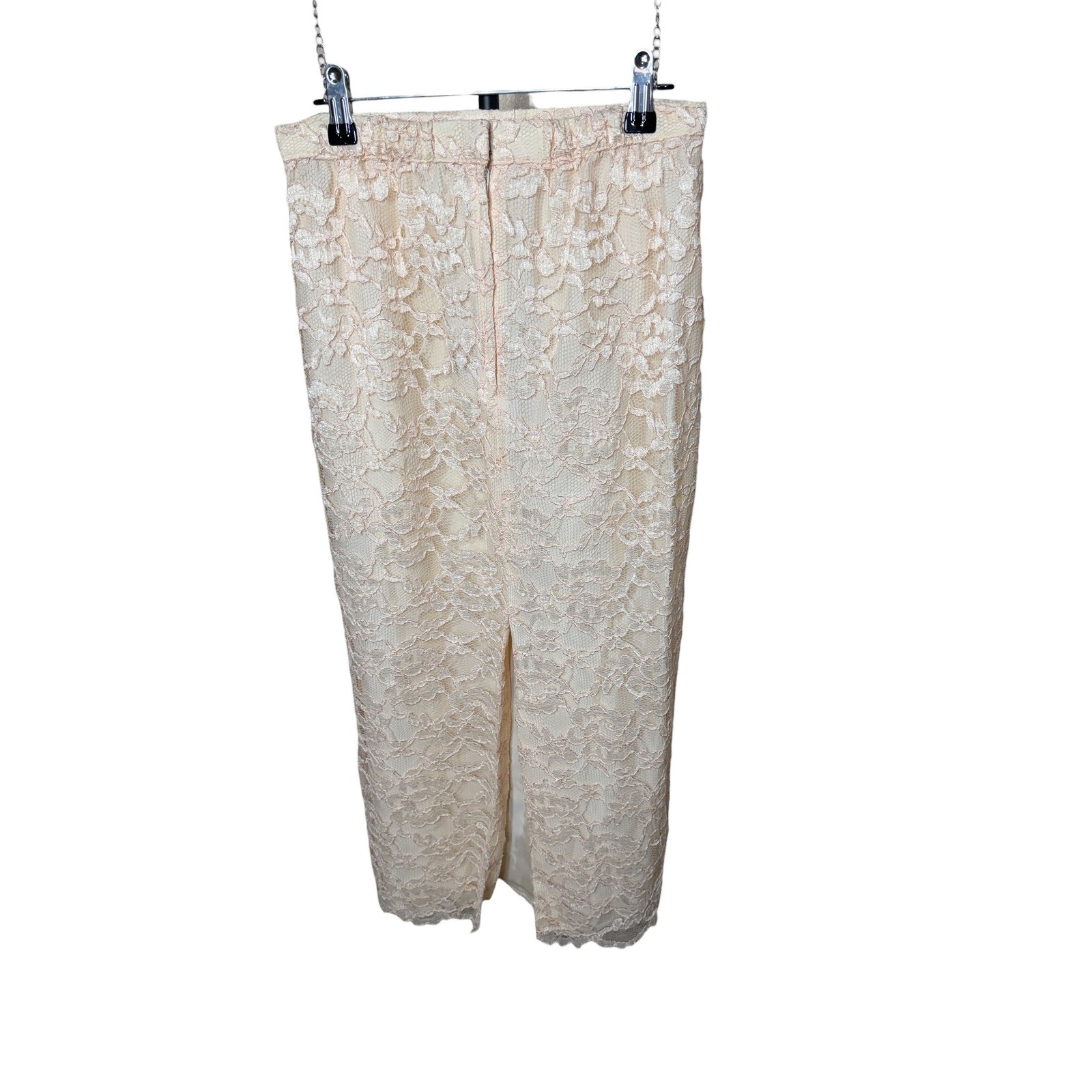 Cachet by Bari Protas Vintage Lace Skirt Suit Set Pink Peplum Jacket Midi 5/6