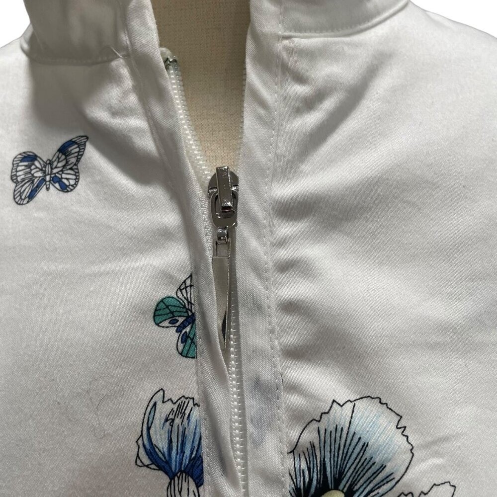 Vintage Women’s Floral Jacket Lightweight Breathable Size M Asian-Inspired Cotta