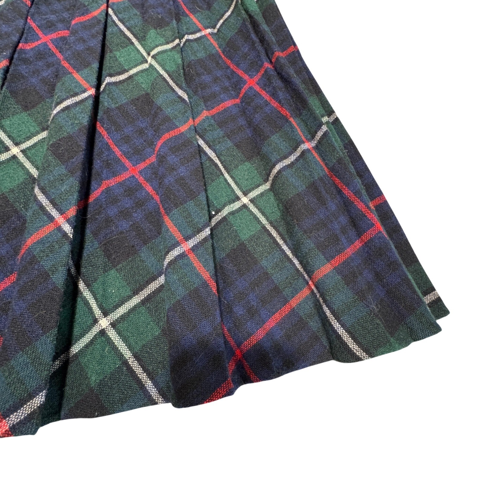 VTG Plaid Pleated Skirt Womens 26 IN Waist Midi Dark Academia Preppy Wool Blend
