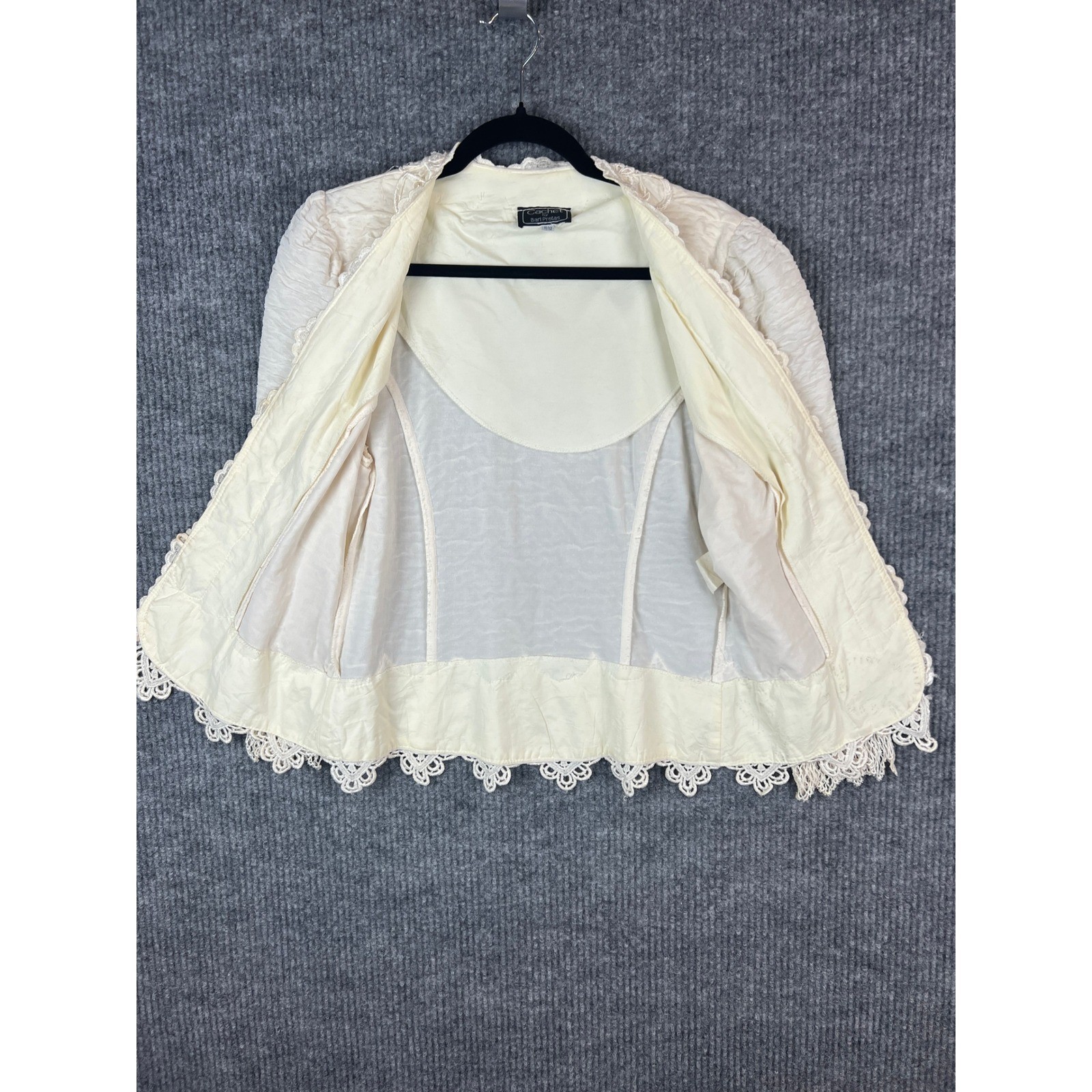 Cottagecore Fairycore Granny Chic Romantic Lace Pearl Jacket Size 11/12