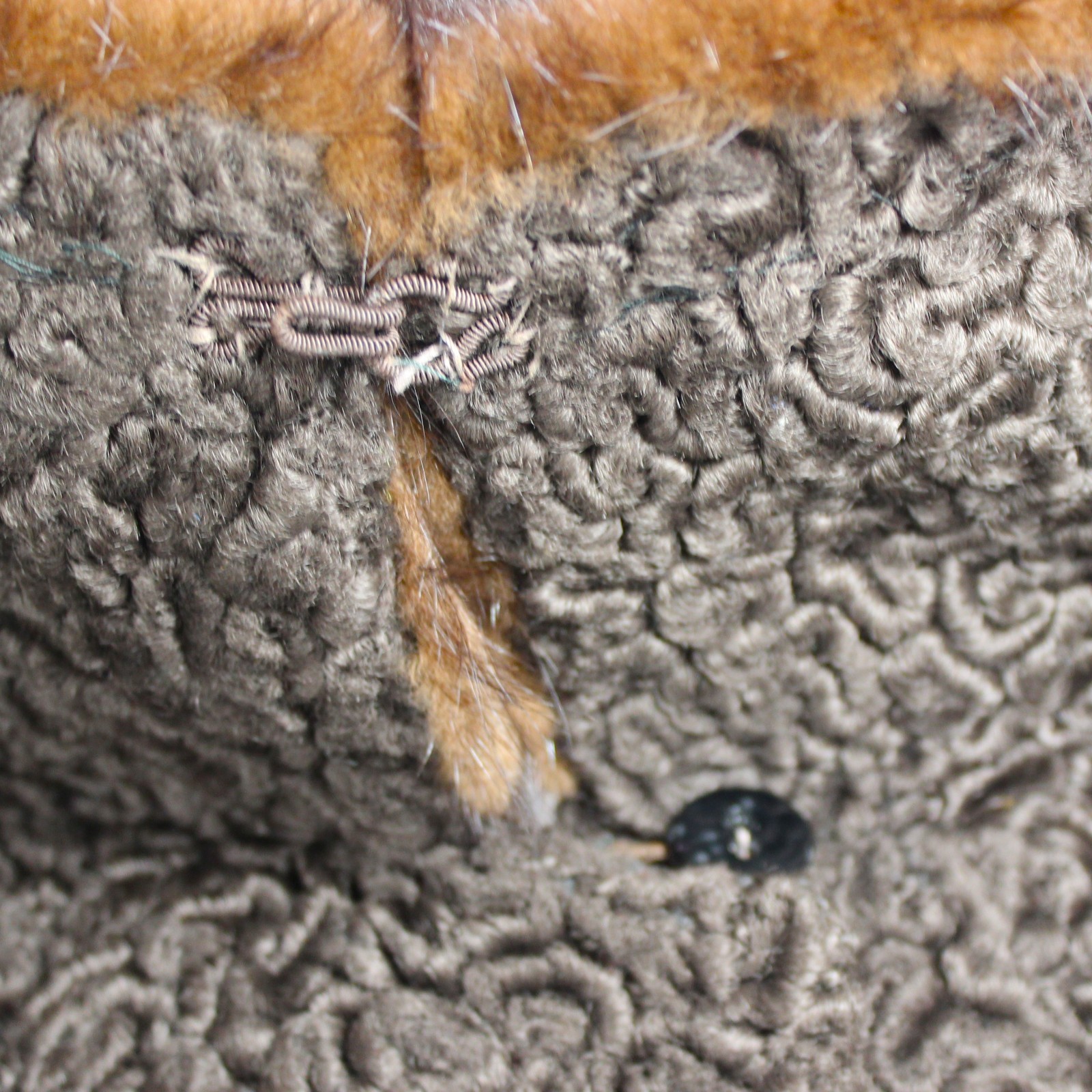Vtg 50s Sportowne Astrakin Faux Curly Lamb Swing Coat Real Mink Collar Sz M