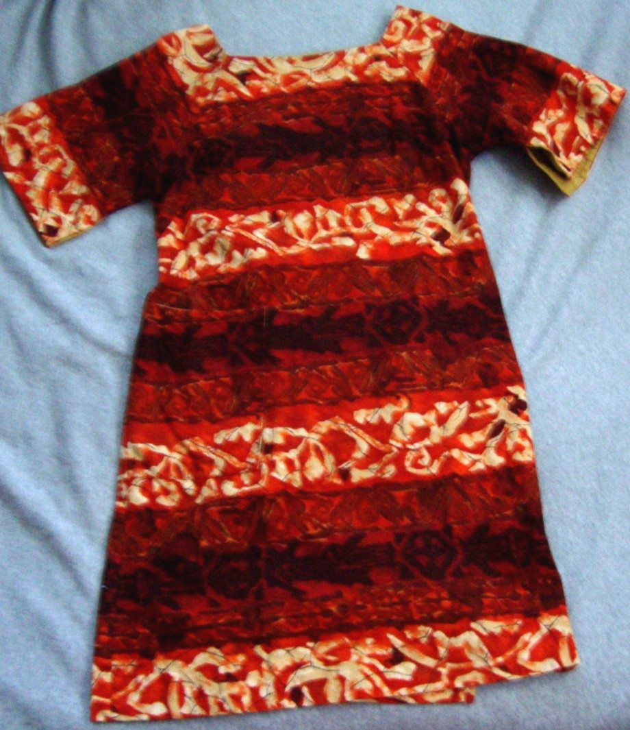 Kiyomi of Hawaii S Vintage 60s DRESS Orange Barkcloth Wraparound Shift Tiki