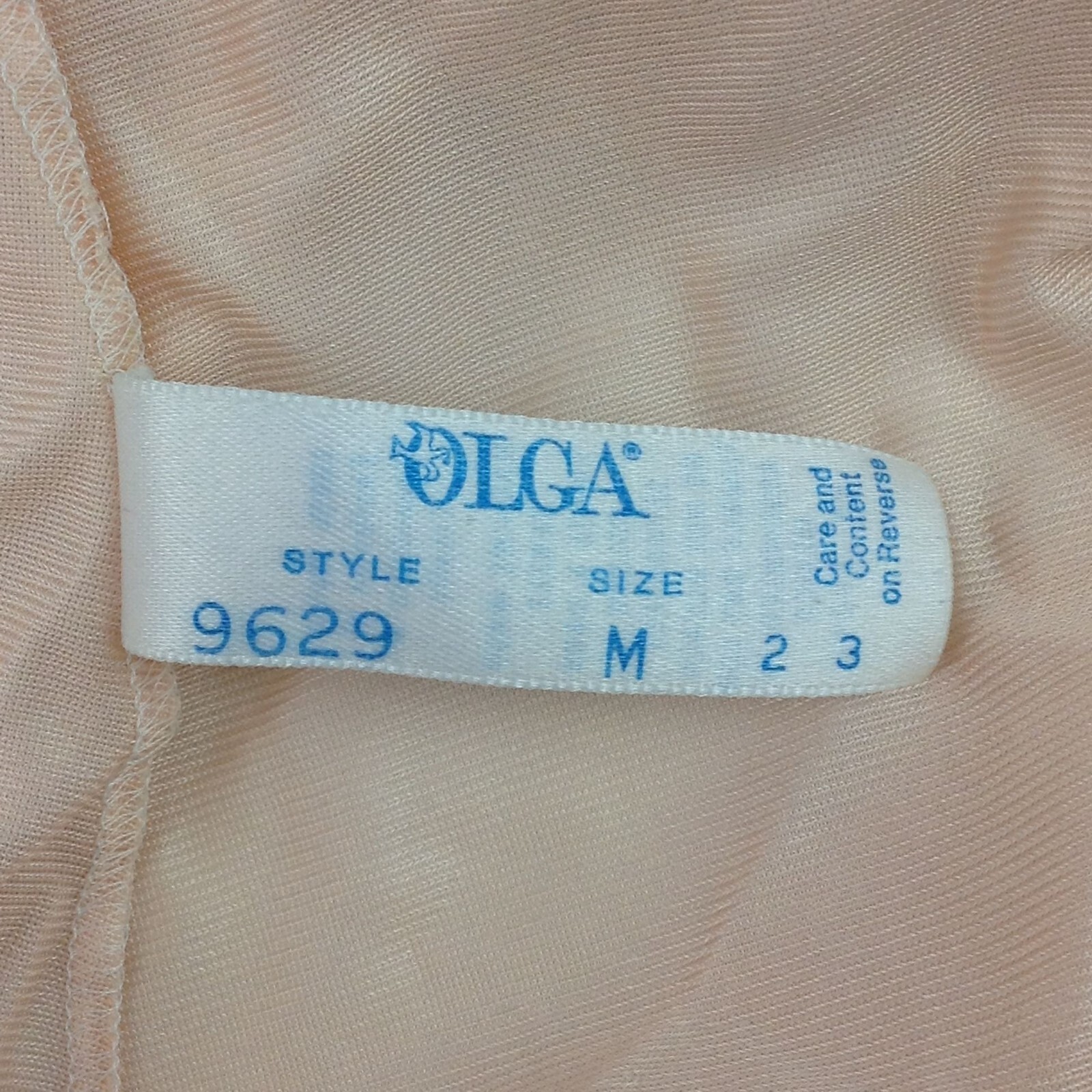 Vintage Womens Olga Full Length Night Gown Style 9629 Peach Pink Size Medium