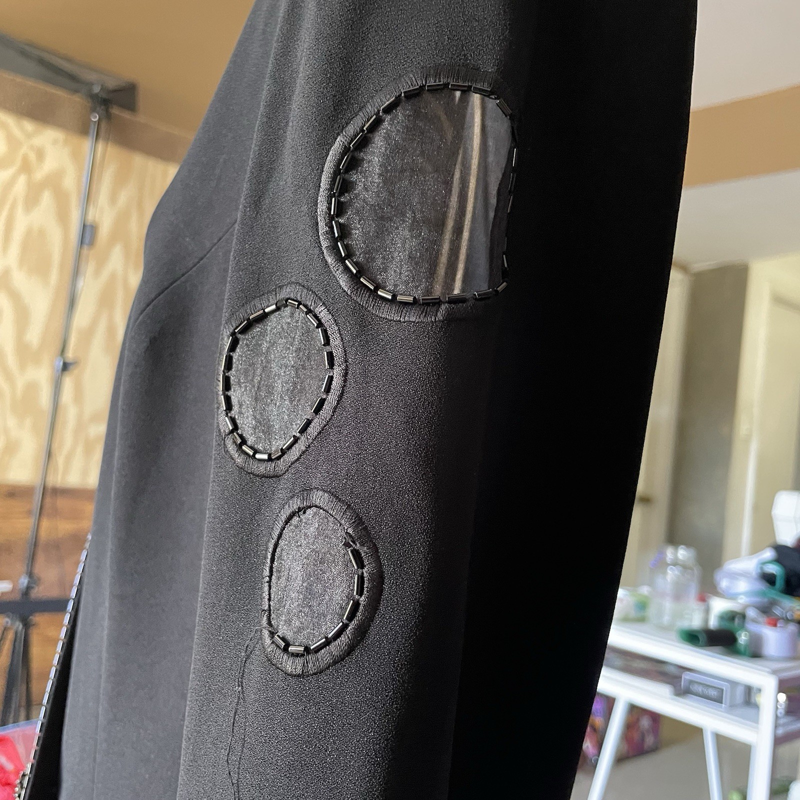 Lillie Rubin Vtg (80’s) Daymor Couture Black Coat Dress Beading 10 Hong Kong